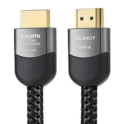 Zeskit Certified 2.1 8K HDMI Cable 48Gbps 4K120Hz Compatible with Soundbar eARC HDR10 VRR Dolby Vision Atmos HDCP 2.2 & 2.3 Gaming PS5 Xbox Series X Apple TV Roku Monitor (Ultra High Speed Maya 10ft) - size: 10 ft