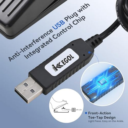iKKEGOL Upgraded USB Foot Pedal, IP37 Waterproof Hands-Free Control Pedal, One Key Programmable Footswitch Game Mouse Keyboard for Transcription, Gaming, Work Page Turner HID Mechanical Switch