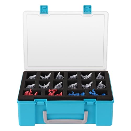 Madcat Miniature Storage Carrying Figure Case - 32 Slot Figurine Minature Carrying Case with 2 Foam Layer for Miniatures Compatible with 40k, DND & More (blue) - color: blue