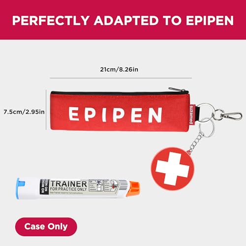 Portable EpiPen Carry Case, Insulated Emergency Medical Bag Maintain Med effectiveness, Fits 1 EpiPen, Asthma Inhaler, Auvi-Q, Allergy Medication, Travel EpiPen Holder for Adults or Kids (2PCS Red) - color: 2PCS Red