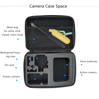 Large Camera Carrying Case Compatible with Gopro Hero 13 12 11 10 9 8 7/AKASO EK7000 Brave 4 Brave 7 V50X/DJI Action 5 Pro/ODDV/Xilecam/Jadfezy/SJCAM/APEXCAM/Vemont Action Cam, Travel Camera Case - color: Case-Large