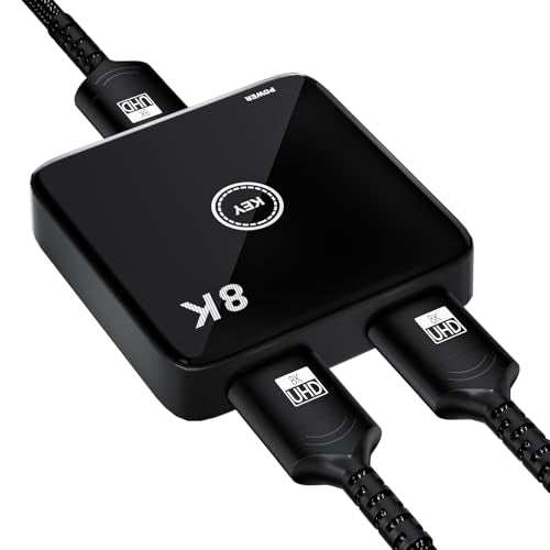HDMI 2.1 Switch 2 in 1 Out 8K@60Hz, 4K@144Hz, Bi-Directional, Touch Control, VRR, Dynamic HDR, HDCP 2.3, 48Gbps, Zero Lag for PS5/Xbox Series X/Apple TV 8K/Roku Ultra/Fire Stick 8K Max