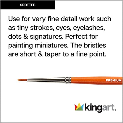 KINGART® Radiant 6650 Spotter Series Premium Golden Synthetic Brushes for Acrylic, Oil and Watercolor - size: 18/0 (Pack of 1)