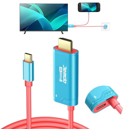 JEMDO Switch 2 Dock HDMI Cable,4K 60 Hz 18 Gbps USB C to HDMI 2.0 6.6 ft,100 W PD Play While Charging,Portable Travel TV Adapter Compatible with Nintendo Switch 2(Only Below V21.0.0)/2017/OLED - color: Blue, style: 60