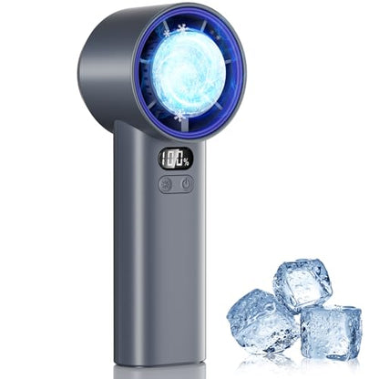 HandFan 5200mAh High Speed Handheld Turbo Fan, 13000 RPM Powerful Cooling Ice Fan, Portable Mini Fans Rechargeable, 100 Speeds Adjustable, for Summer Beach Travel Concerts, Gifts for Women(Gray) - color: Gray