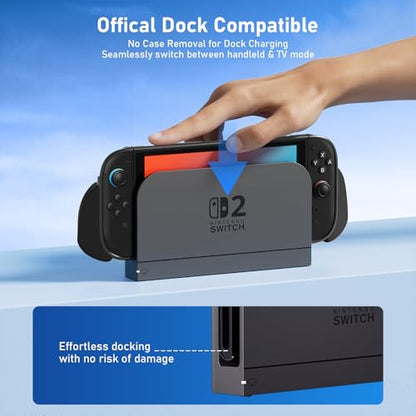 Lainergie 9-IN-1 Switch 2 Grip Case, Ergonomic Grip Hard Shell with Replaceable Grips [to fit All Hands Sizes], Dockable Handheld Shell Set for Nintendo Switch 2 2025, Black - color: sd black