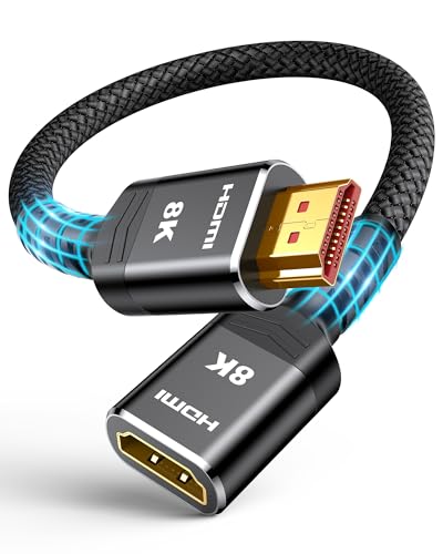 Highwings 8K 4K HDMI Extender Cable, Short Extension Cable 2.1 4K@30Hz/60Hz/120Hz, Ultra High Speed Adapter Male to Female Compatible With PS5 Roku Stick Blu Ray Player HDTV Laptop 1.5FT - color: Black, size: 1.5 feet, style: 8k 1pack