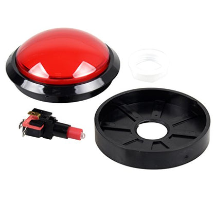 Arcade Buttons EG STARTS 100mm Big Dome Convex Type LED Lit Illuminated Push Button for Arcade Machine Video Games Parts & Red DC 12V