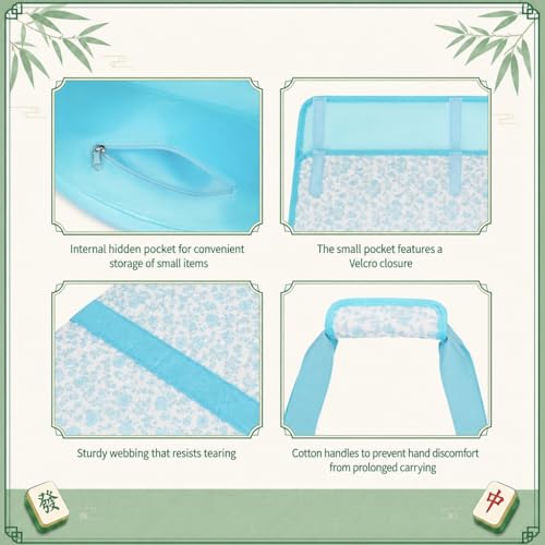 PiPiCat 2026 Complete American Mahjong Set, 166 Tiles (30mm) with 31.5x31.5in Mat One-Click Flip Reinforced 18-Inch Rack/Pushers Shockproof Bag & 6 Spare (Floral Blue) - color: Floral Blue