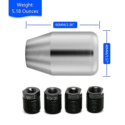 Silver 6 Speed Weighted Manual Automatic Gear Shifter Shift Knobs Lever with 4 Black Metal Adapters Fit Compatible with Manual Cars Most Automatic Cars - color: AAL-Y-02-02