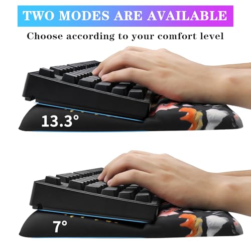Computer Keyboard Stand with Wrist Rest, Ergonomic Tilted Keyboard Holder - Keyboard Riser with Wrist Pad - Keyboard Tray Support for Office Home - Black Flowers - color: Keyboard Stand-black Flowers