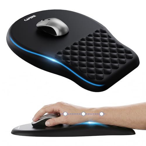 Ergonomic Mouse Pad with Slope Wrist Support & Massage Bulge,Memory Foam Wrist Rest Mousepad for Pain Relief,Non-Slip PU Base for Office & Home,12.3x8.2 Inches,Black