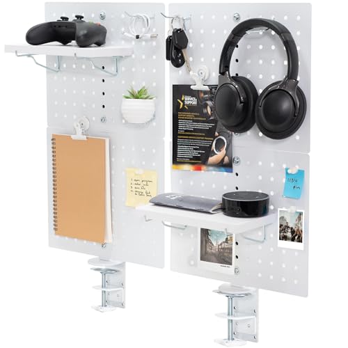 VIVO White Clamp-on 20 x 24 inch Desk Pegboard, PP-DK24W | Steel Privacy Panel, Magnetic Peg Board, Office Accessory Organizer, Above or Under Desk Placement - color: White, size: 24"