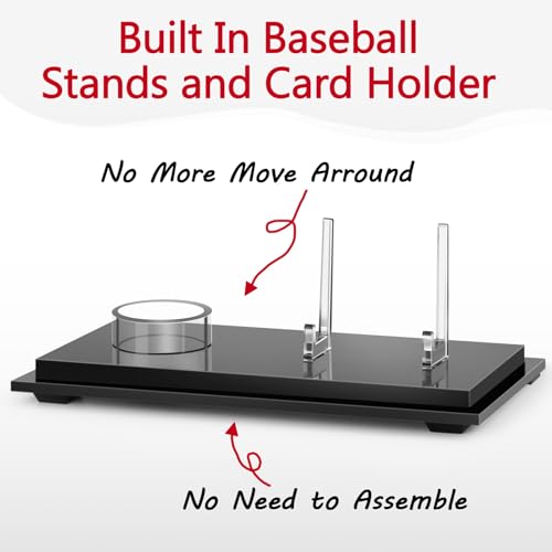 Acrylic Display Case Box for Baseball and Cards, Dual Baseball & Card Showcase with Ball Stand & PSA Slab Holders, Fit Top Loader, One Touch & PSA Sports Memorabilia Protector (Collector Edition)