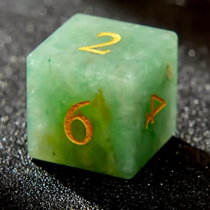 Green Aventurine DND Dice Set 7 PCS Gemstone Suitable for Dungeons and Dragonsfor Polyhedral Dice for D & DRPG Games (Green Aventurine) - color: Green Aventurine