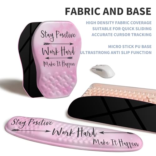 2-in-1 Ergonomic Set, Wave Keyboard Wrist Rest and Massage Slope Mouse Pad Wrist Support, Rebound Memory Foam for Relieve Carpal Tunnel Syndrome and Wrist Pain (Stay Positive) - color: Stay Positive