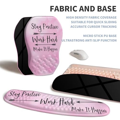 2-in-1 Ergonomic Set, Wave Keyboard Wrist Rest and Massage Slope Mouse Pad Wrist Support, Rebound Memory Foam for Relieve Carpal Tunnel Syndrome and Wrist Pain (Stay Positive) - color: Stay Positive