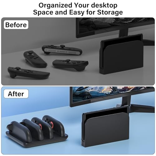 ZRZLMVP Switch 2 JoyCon Charger for Nintendo Switch 2 Joy Con 2 Controller | 4 in 1 Charging Dock for Joy-Con 2 Controllers, 2H Fast Charge Switch 2 Controller Charger Station with LED Indicator - color: BLACK-4 in 1