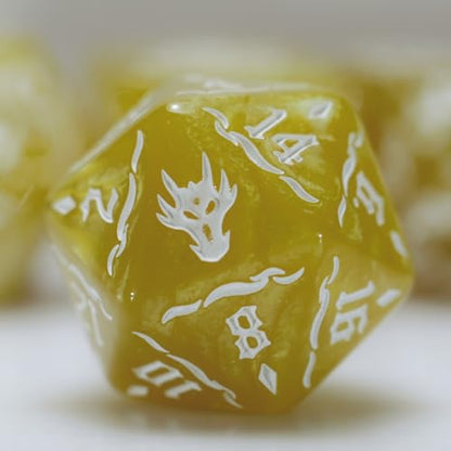 generic dice Set for Dungeon and Dragons D&D MTG 7-Die RPG Polyhedral Dice (Yellow) - color: Yellow