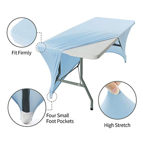 Peomeise 6FT Spandex Table Cover Rectangular Stretch Spandex Tablecloth (Blue Mist,6FT) - color: Blue Mist, size: 72" x 30" (Rectangle)