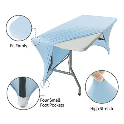 Peomeise 2PCS 6FT Spandex Table Cover Rectangular Stretch Spandex Tablecloth (Blue Mist,6FT) - color: Blue Mist, size: 72" x 30" 2Pack (Rectangular)