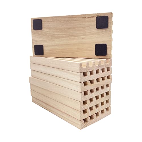 SUTIMSHE Mexican Train Domino Trays Set of 8,Natural Wood Domino Racks, Domino Tiles Holders,Double 12 Tiles Holder,Chickenfoot and Other Dominoes Games,Dominoes NOT Included