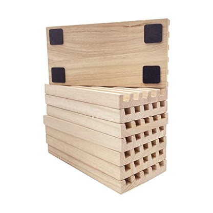SUTIMSHE Mexican Train Domino Trays Set of 8,Natural Wood Domino Racks, Domino Tiles Holders,Double 12 Tiles Holder,Chickenfoot and Other Dominoes Games,Dominoes NOT Included