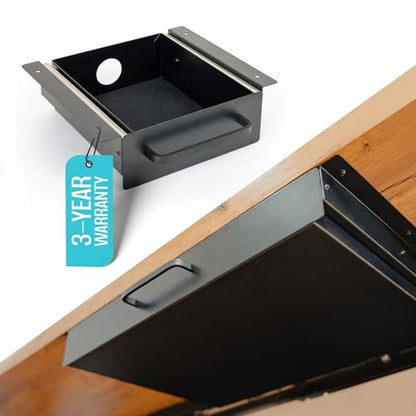 Under Desk Drawer Slide Out Attachment - Carbon Steel Undermount Table Drawer with Cable Management, Pull Out Add-On Storage for Office & Standing Desks (7.5" x 8" x 2.8") - size: Small, style: Drawer