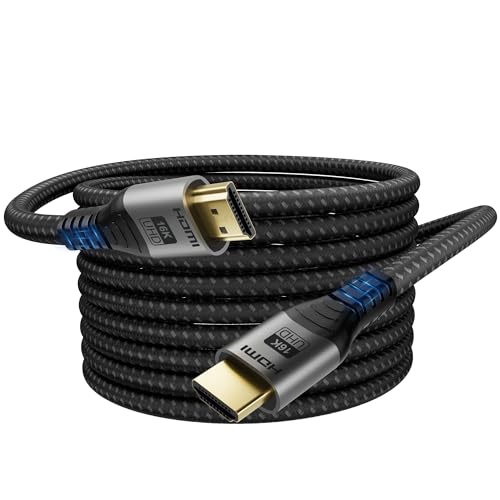 16K 10K 8K HDMI 2.2 Cable 16FT, 96Gbps Ultra High Speed HDMI Braided Cord, Support 16K@60Hz 8K@60Hz 4K@120Hz eARC HDCP 2.2&2.3 HDR10+ Dolby for PS5 PlayStatio5 Xbox Series X Apple TV 4K - size: 5M/16Feet