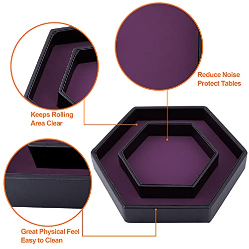 SIQUK Dice Tray with Lid Hexagon Dice Rolling Tray Dice Holder for Dice Games Like RPG, DND and Other Table Games, Purple - color: Purple