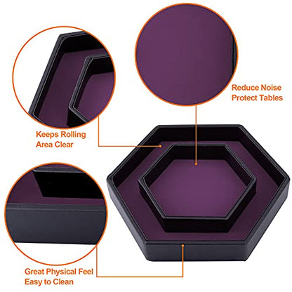 SIQUK Dice Tray with Lid Hexagon Dice Rolling Tray Dice Holder for Dice Games Like RPG, DND and Other Table Games, Purple - color: Purple