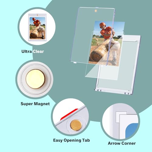 20 Pack 35pt Sleeved Card Magnetic Holders with 30 Soft Sleeves | Sleeved Cards Insert Into Holders for Dual Protection, UV Protection, Scratch Resistant, Fits Standard Trading Cards - size: 35PT Card Holder20ct + Soft Sleeves30ct