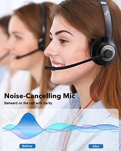 JIAMQISHI USB Headset with Mic for PC, On-Ear Computer Laptop Headphones with Noise Cancelling Microphone Control for Home Office Online Class Skype Zoom (3.5mm, Black) - color: Black, style: 3.5mm