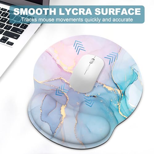 Ergonomic Mouse Pad with Wrist Rest and Keyboard Wrist Rest, Mousepad and Wrist Rest for Computer Keyboard, Non-Slip Rubber Base, Mouse Pad with Wrist Support for Gaming, Office, Pink Blue Marble - color: Cyan Pink Marble