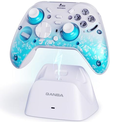 Qanba Phantom Multi-Mode Smart Wireless Controller for Windows PC and Android and iOS and TV，PC Controller With Hall-Effect Joysticks，Tri-Mode Connection (2.4G/Bluetooth/Wired), 1000Hz Polling Rate, Dual Vibration Motors, 6-Axis Gyro, Programmable Back Bu