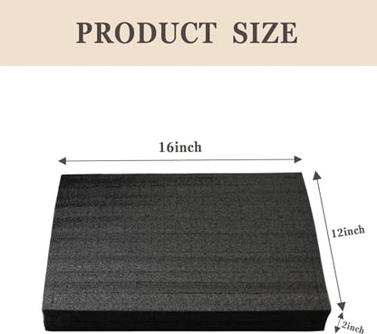 Polyurethane Foam Sheet 16 x 12 x 2 Inch | Cuttable Foam Inserts, Pluck Pre Cube Sheet, Bottom Use for Board Game Box Cases Storage Drawer
