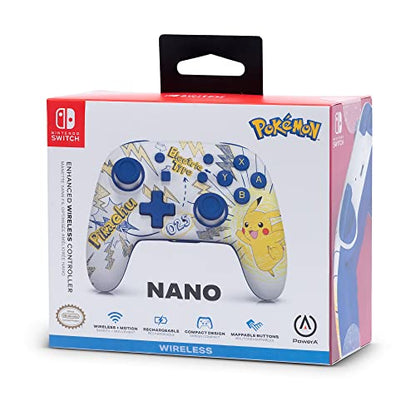 PowerA Nano Enhanced Wireless Controller for Nintendo Switch - Pokémon: Pikachu School Days, mini, portable, gamepad, motion controls, bluetooth - color: Pikachu School Days