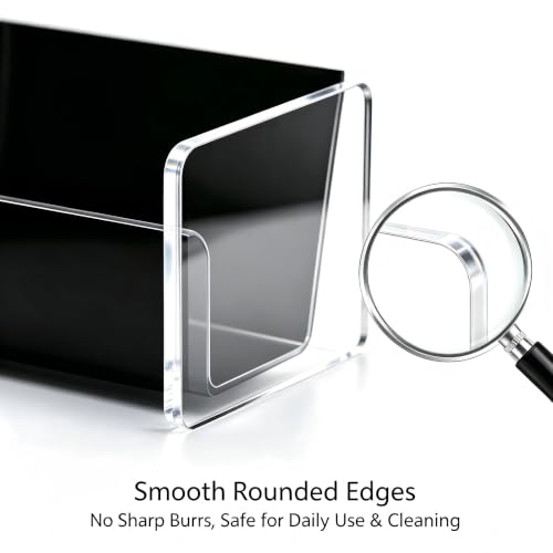 Acrylic Business Card Holder, Black, Clear Horizontal 1 Slot Desktop Organizer, 60 Card Capacity, Display Stand for Desk (L) - size: L