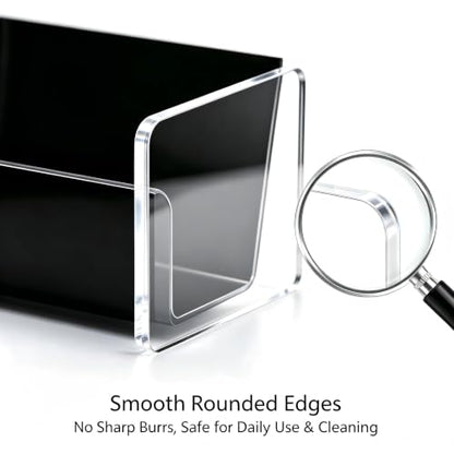 Acrylic Business Card Holder, Black, Clear Horizontal 1 Slot Desktop Organizer, 60 Card Capacity, Display Stand for Desk (L) - size: L