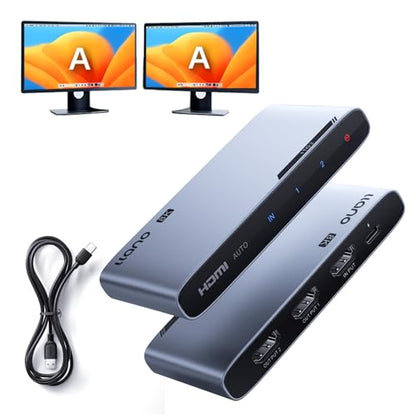 llano HDMI 2.1 Splitter 1 in 2 Out, 8K@60Hz 4K@120Hz/240Hz, SST & Mirror Mode Only (No Extend), HDCP 2.3, HDR10, Dolby Vision, for PS5, Xbox, Apple TV, Laptop, Aluminum Case