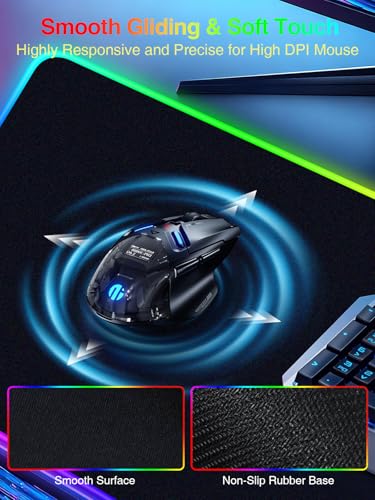 Wireless Charging Mouse Pad Gaming, 31.5"x15.8" Large Desk Mat, Waterproof | RGB Mousepad, Smooth Glide, Stitched Edge, Non-Slip Rubber Base, Desk Pad Computer Keyboard Mat, No Adapter - color: RGB-31.5"x15.8"-Right