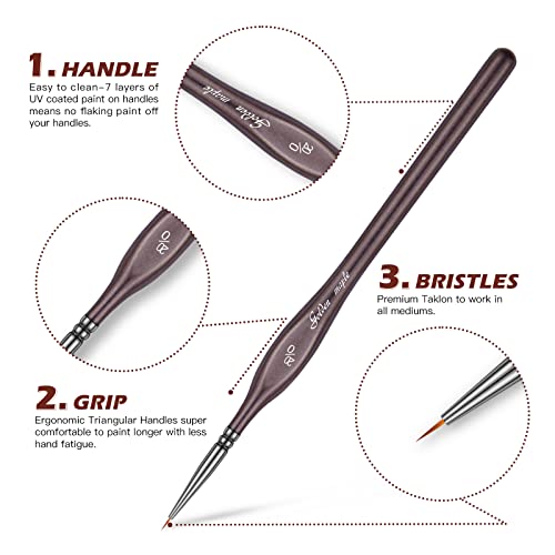 Golden Maple Miniature Paint Brushes, 15PC Model Brushes Micro Detail Paint Brush Set, Fine Detailing for Acrylics, Oils, Watercolors & Paint by Number, Figurine (Brown) - color: Brown