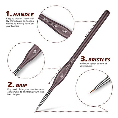 Golden Maple Miniature Paint Brushes, 15PC Model Brushes Micro Detail Paint Brush Set, Fine Detailing for Acrylics, Oils, Watercolors & Paint by Number, Figurine (Brown) - color: Brown