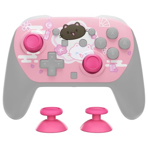 eXtremeRate DIY Replacement Faceplate Shell for Nintendo Switch 2 Pro Controller, Custom Front Housing Case, Thumbsticks and Screwdriver Tools for Switch 2 Pro Controller - Cherry Blossoms Kitten - color: Cherry Blossoms Kitten