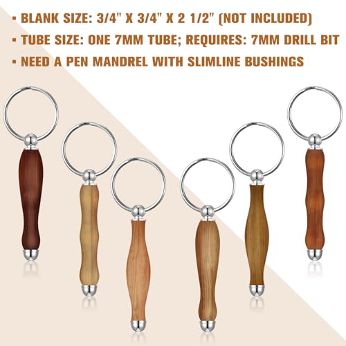 XunYee 12 Pcs WoodTurning Keychain Kit Woodturning Project Kit Wood Turning accessories Mandrel Woodturning keychain for Carpentry woodworker gift (Sliver) - color: Sliver