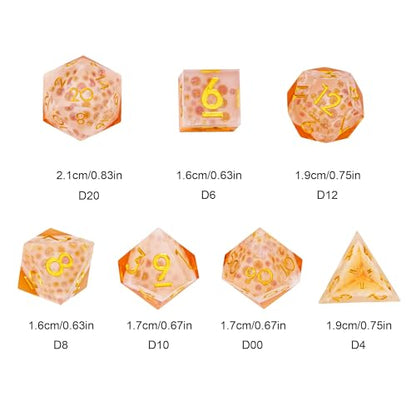 7PCS Beer Dice Set,Handmade Sharp Edge Dice Set D&D RPG Polyhedral Die,for Dungeons and Dragons TTRPG Games Roleplaying Games Pathfinder,with Gift Box. - color: Beer
