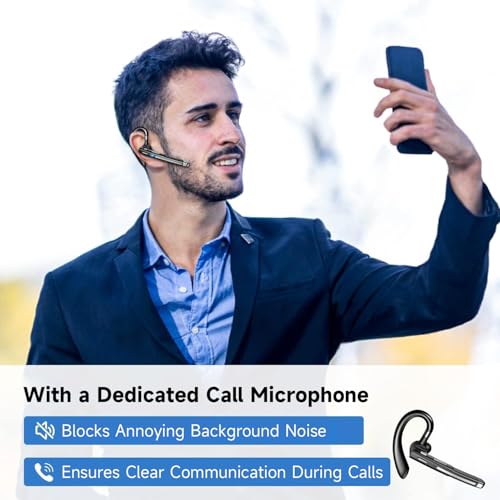 Boytond Bluetooth Headset V6.1,Single-Ear Bluetooth Earpiece,CVC8.0 Noise Cancelling Wireless Headset,100Hrs Talk Time Wireless Earbud with Mic,Hands-Free Headphone for Trucker, Office, Home&Business