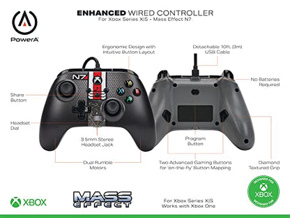 PowerA Enhanced Wired Controller for Xbox Series X|S - Mass Effect N7, Officially Licensed for Xbox - color: Mass Effect N7