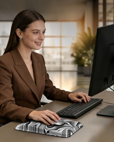 Ergonomic Mouse Pad with Wrist Rest, Mousepad with Wrist Support with Built-in Memory Foam and Ergonomic Slope Design Relieves Carpal Tunnel Syndrome Pain，Desk Computer Office Gaming Mouse Pads - color: Texture