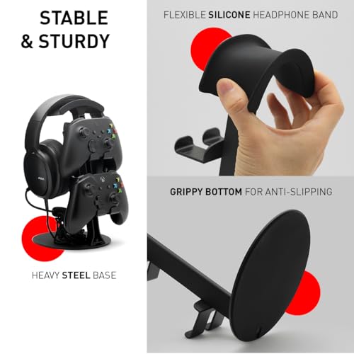 NSMO Hanger Headphone Stand, Controller Holder, Phone Dock, Height Adjustable Hooks, Desk Organizer for Headset/Controller/Switch/Phone